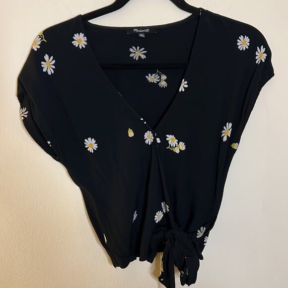 Madewell Sash-Tie Wrap Top in Lazy Daisies Size XXS - Picture 4 of 6